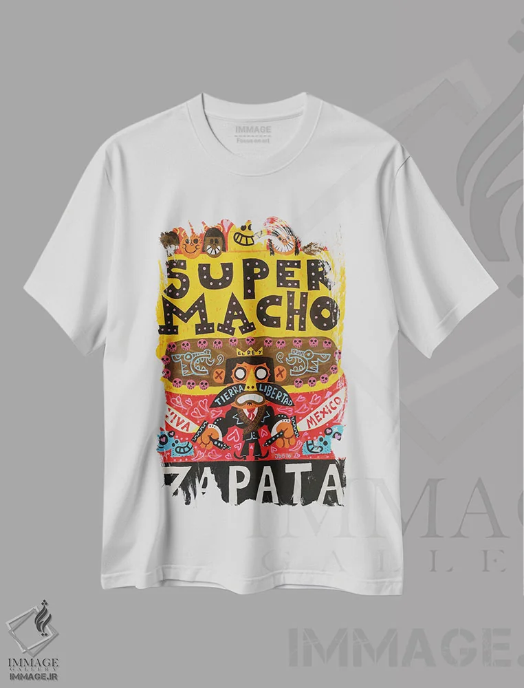 تیشرت سفید طرح دار مکزیکی، تزئینی اثر خورخه آر. گوتیرز | فروشگاه ایماژ