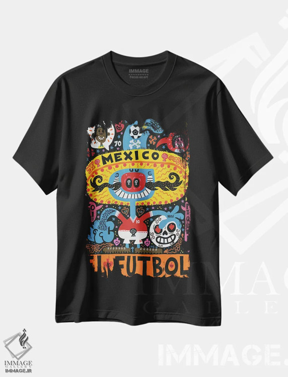 تیشرت مشکی طرح دار نماد جام جهانی، تزئینی اثر خورخه آر. گوتیرز | فروشگاه ایماژ