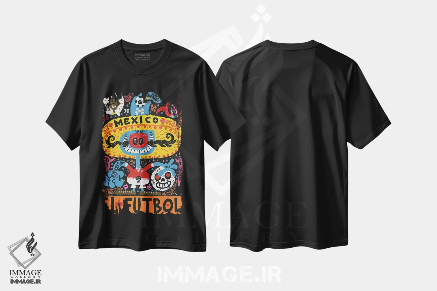 تیشرت مشکی طرح دار نماد جام جهانی، تزئینی اثر خورخه آر. گوتیرز | فروشگاه ایماژ