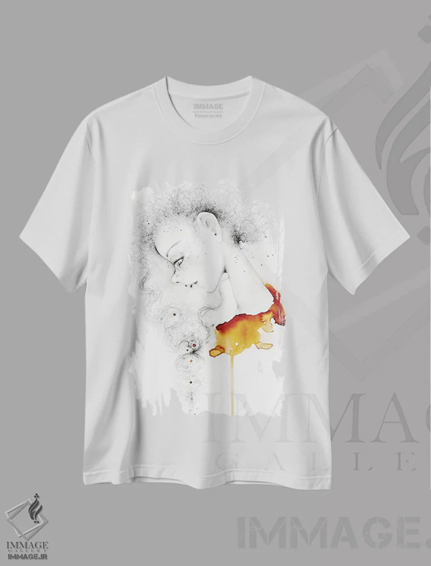 تیشرت سفید طرح دار ترس از رویاپردازی، دست نقاشی و طراحی دستی اثر جوانا هابر | فروشگاه ایماژ