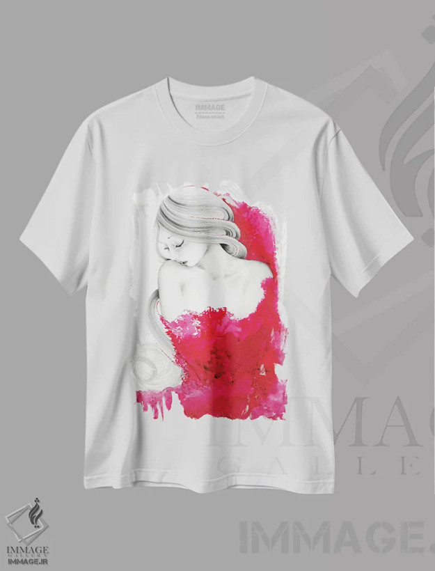 تیشرت سفید طرح دار غرق شده، دست نقاشی و طراحی دستی اثر جوانا هابر | فروشگاه ایماژ