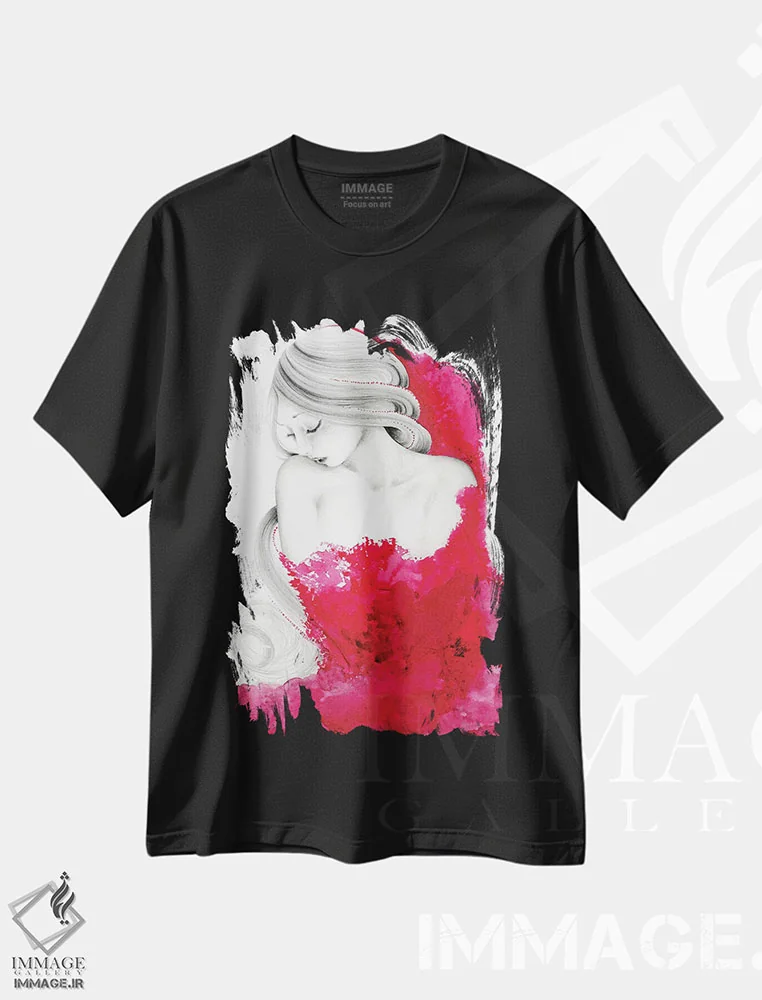 تیشرت مشکی طرح دار غرق شده، دست نقاشی و طراحی دستی اثر جوانا هابر | immage.ir