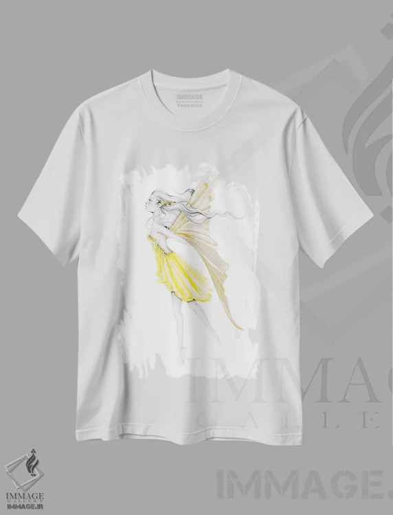 تیشرت سفید طرح دار اثیری، دست نقاشی و طراحی دستی اثر جوانا هابر | immage.ir