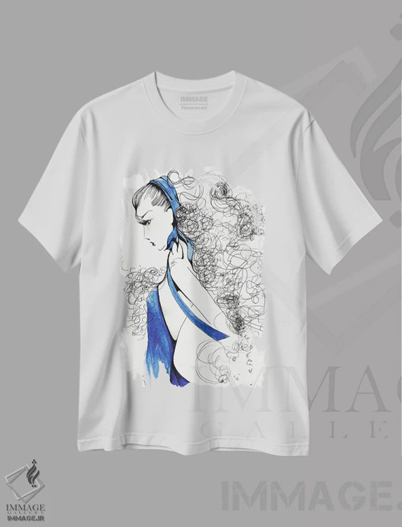تیشرت سفید طرح دار خشمگین یا تند، دست نقاشی و طراحی دستی اثر جوانا هابر | فروشگاه ایماژ