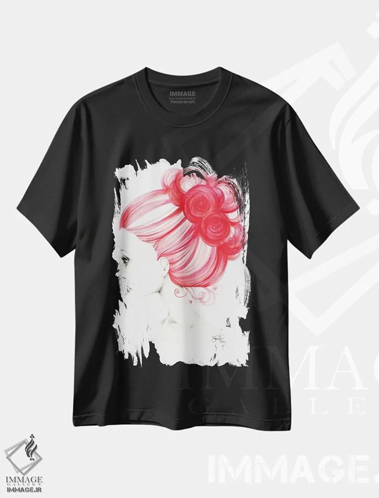 تیشرت مشکی طرح دار وقار یا زیبایی، دست نقاشی و طراحی دستی اثر جوانا هابر | فروشگاه ایماژ