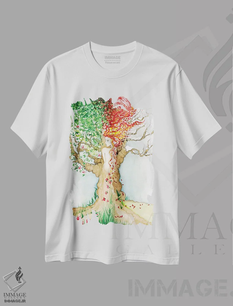 تیشرت سفید طرح دار چهار فصل، مدیوم اثر جوانا هابر | فروشگاه ایماژ