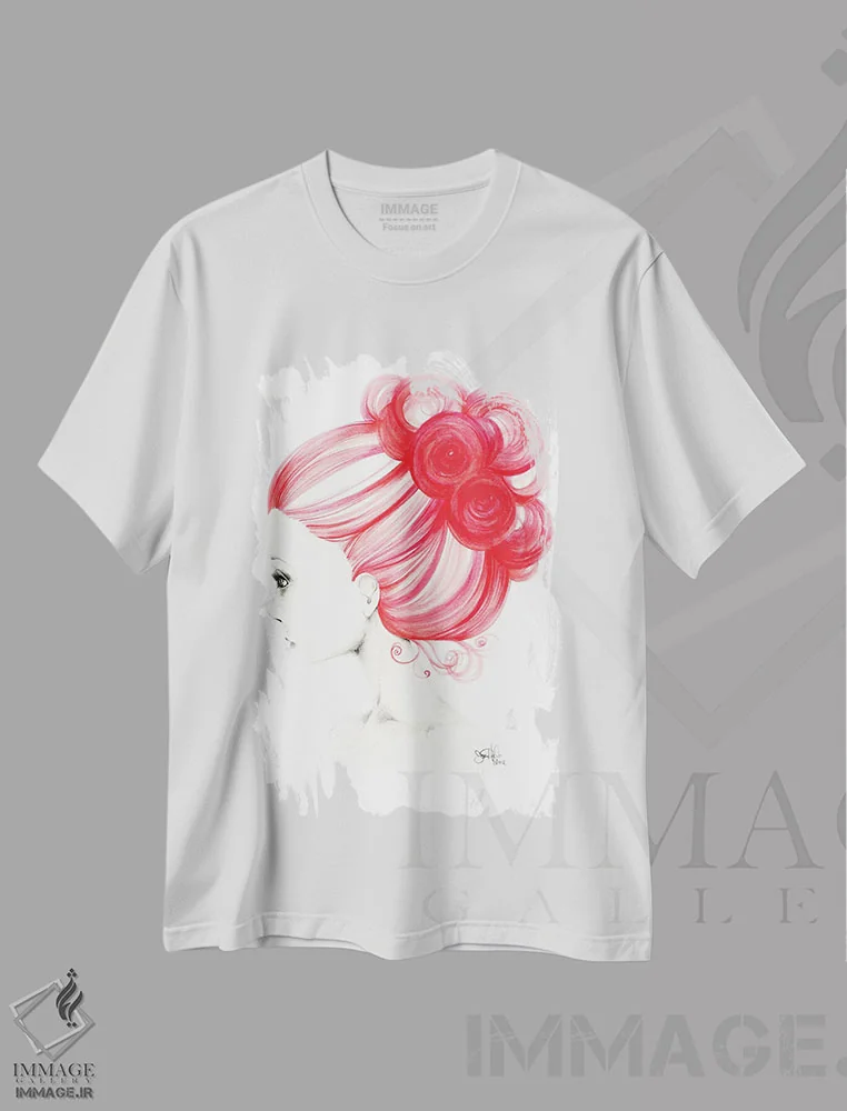تیشرت سفید طرح دار وقار یا زیبایی، دست نقاشی و طراحی دستی اثر جوانا هابر | immage.ir