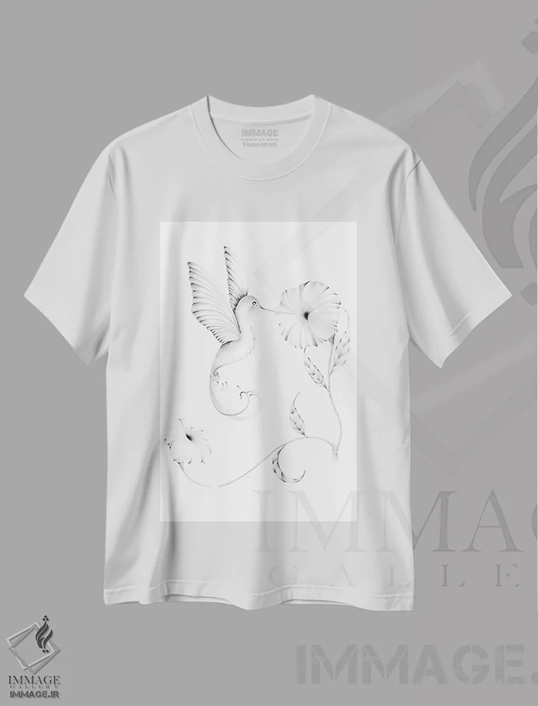 تیشرت سفید طرح دار اجازه بده سقوط کنم، دست نقاشی و طراحی دستی اثر جوانا هابر | immage.ir