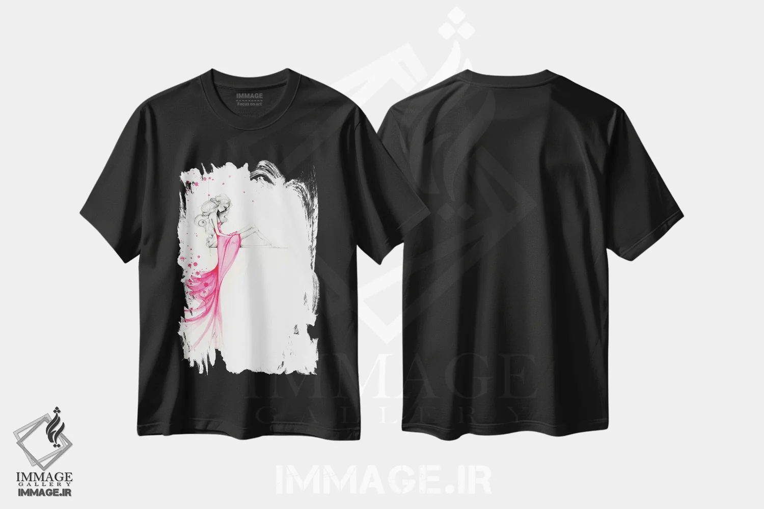 تیشرت مشکی طرح دار اجازه بده سقوط کنم، دست نقاشی و طراحی دستی اثر جوانا هابر | فروشگاه ایماژ