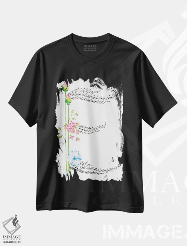 تیشرت مشکی طرح دار حرف E، مدیوم اثر جوانا هابر | فروشگاه ایماژ