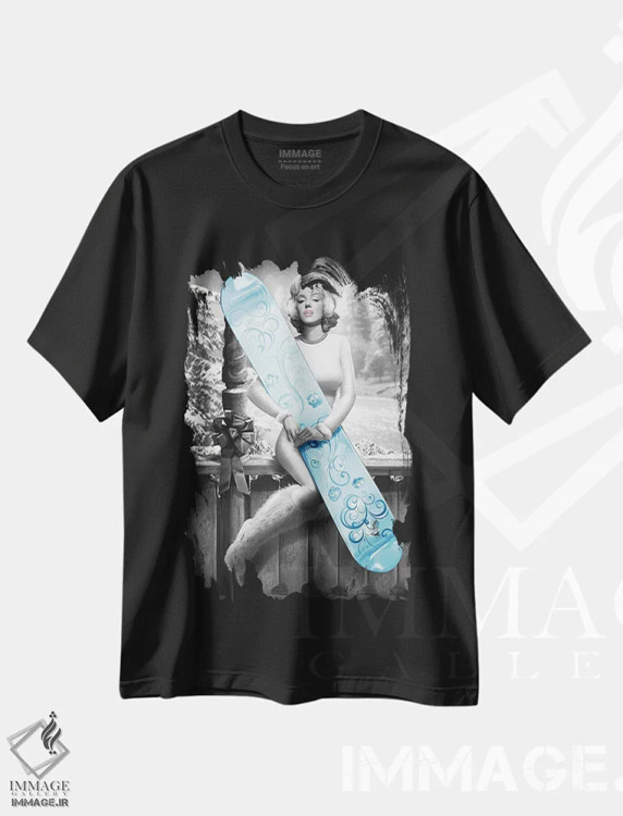 تیشرت مشکی طرح دار اسنوبورد مرلین اثر جی جی براندو | immage.ir