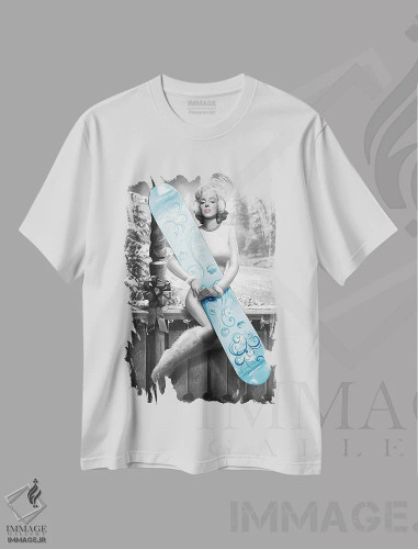 تیشرت سفید طرح دار اسنوبورد مرلین اثر جی جی براندو | فروشگاه ایماژ
