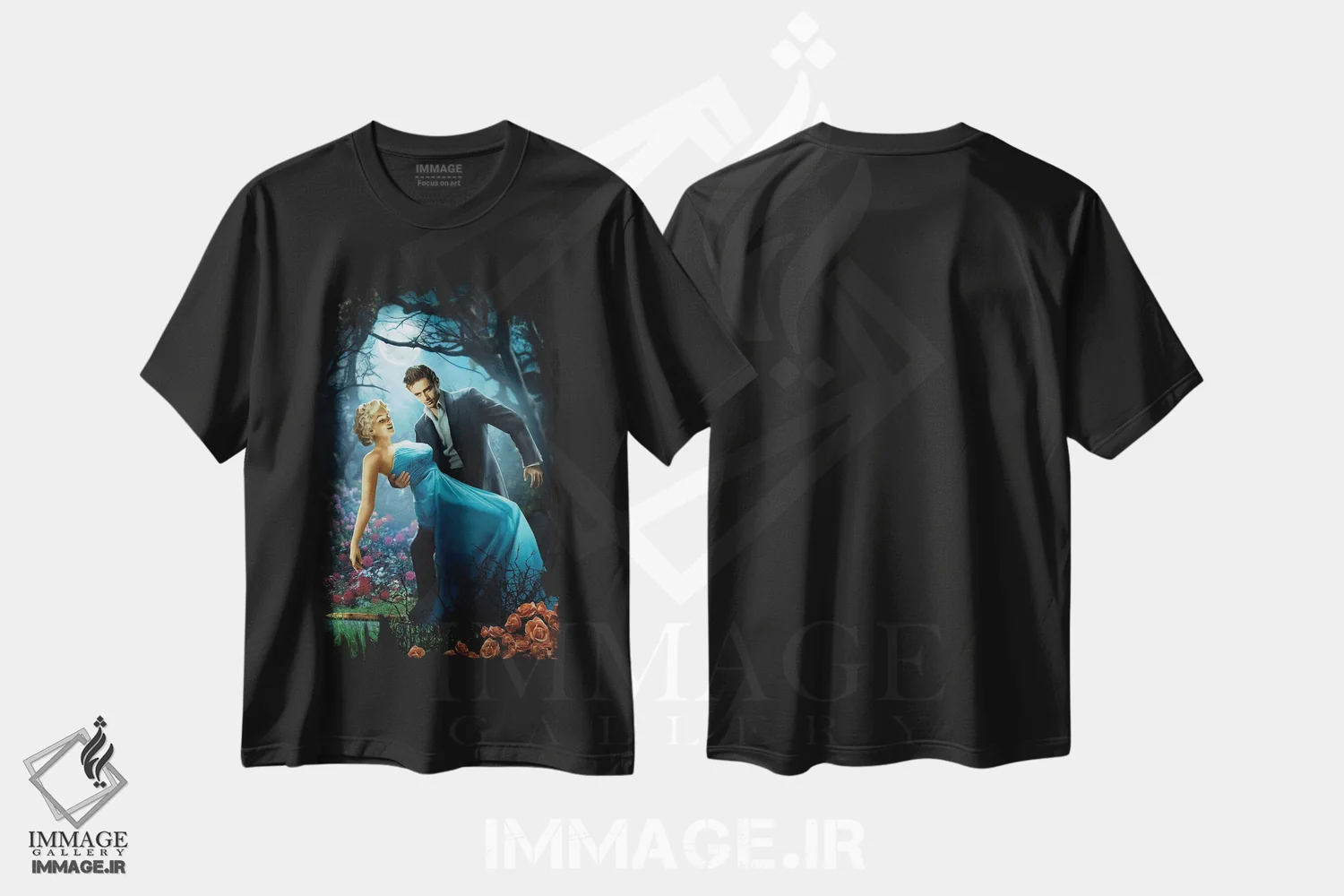 تیشرت مشکی طرح دار گرگ ومیش اثر جی جی براندو | فروشگاه ایماژ