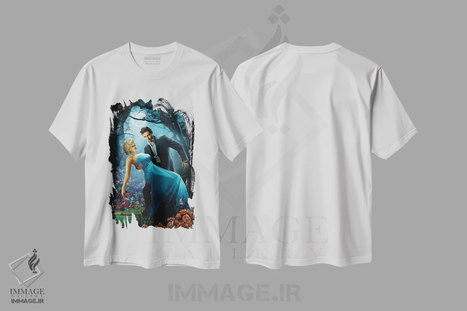 تیشرت سفید طرح دار گرگ ومیش اثر جی جی براندو | immage.ir