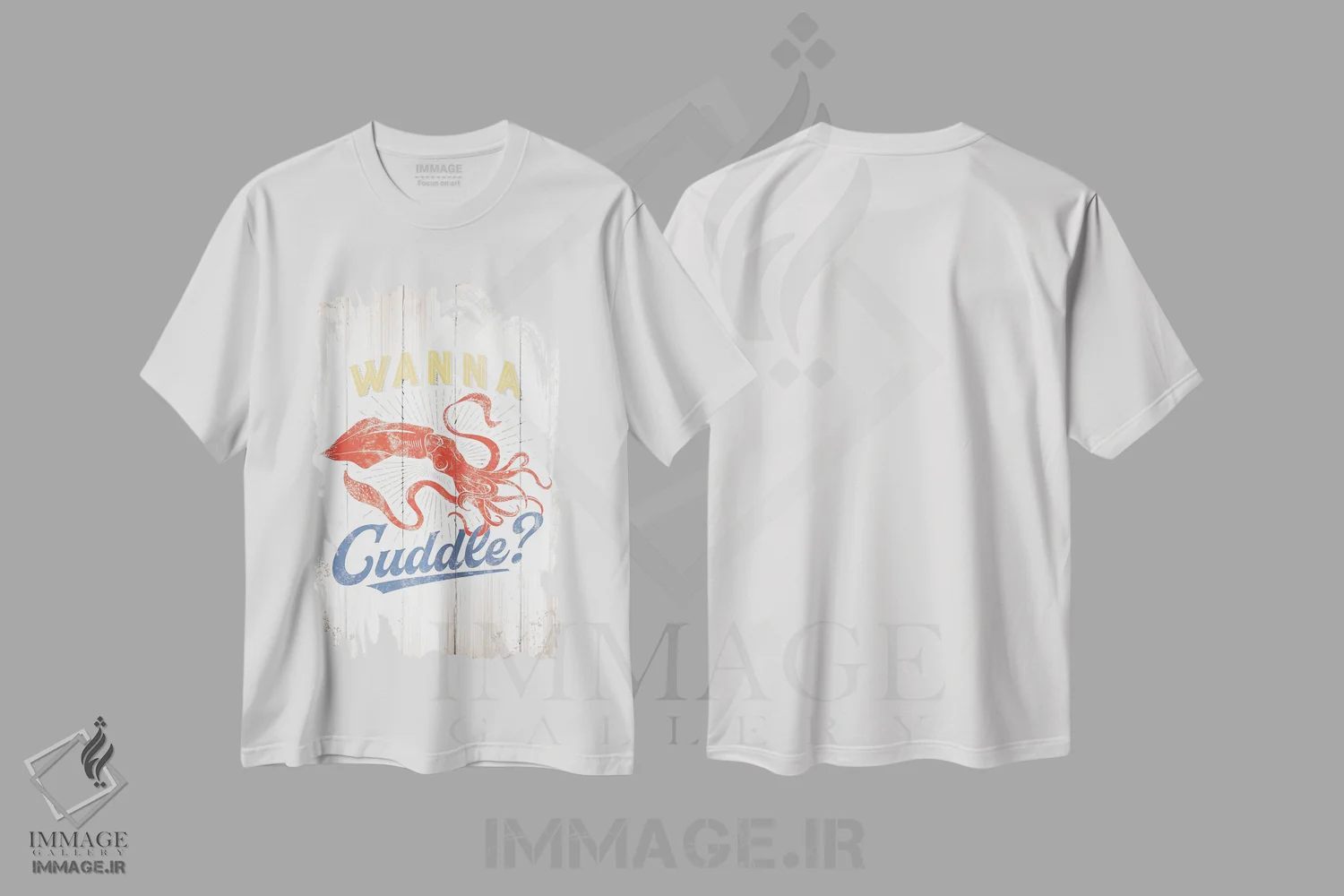 تیشرت سفید طرح دار می خوای بغل کنیم؟، تزئینی اثر جی جی براندو | فروشگاه ایماژ