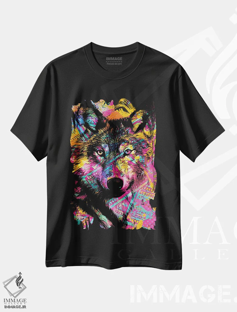 تیشرت مشکی طرح دار گرگ پول، هنر دیجیتال اثر جسی جانسون | immage.ir