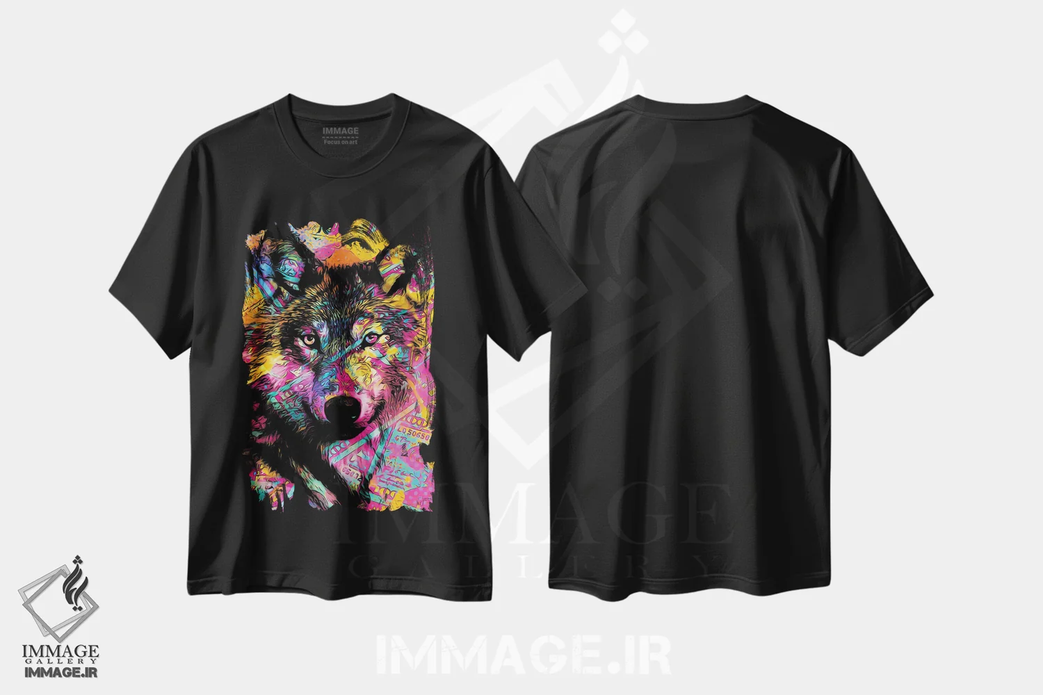 تیشرت مشکی طرح دار گرگ پول، هنر دیجیتال اثر جسی جانسون | immage.ir