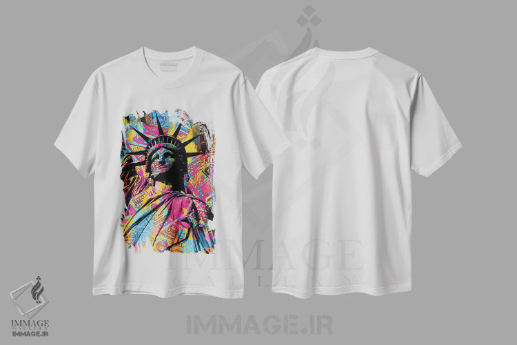 تیشرت سفید طرح دار تندیس آزادی، هنر دیجیتال اثر جسی جانسون | فروشگاه ایماژ
