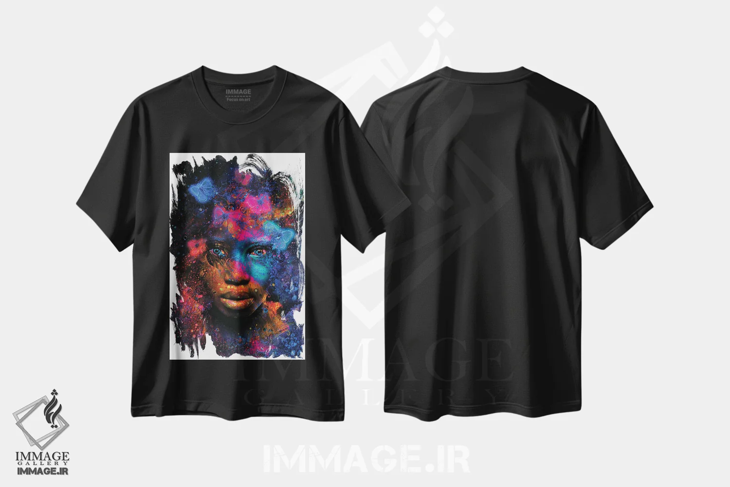 تیشرت مشکی طرح دار گوی درخشان، آبستره اثر جسی جانسون | فروشگاه ایماژ