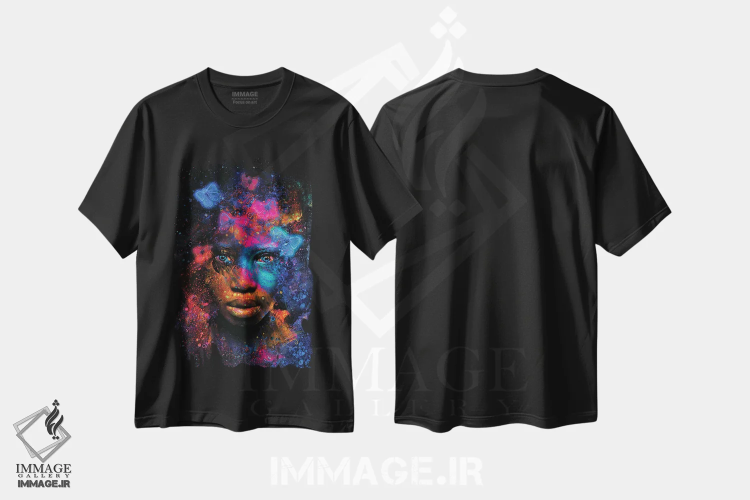 تیشرت مشکی طرح دار اثر پروانه ای، هنر آمریکایی آفریقایی تبار اثر جسی جانسون | فروشگاه ایماژ