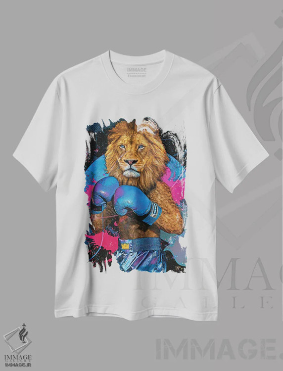 تیشرت سفید طرح دار شیر شاه، هنر دیجیتال اثر جسی جانسون | فروشگاه ایماژ