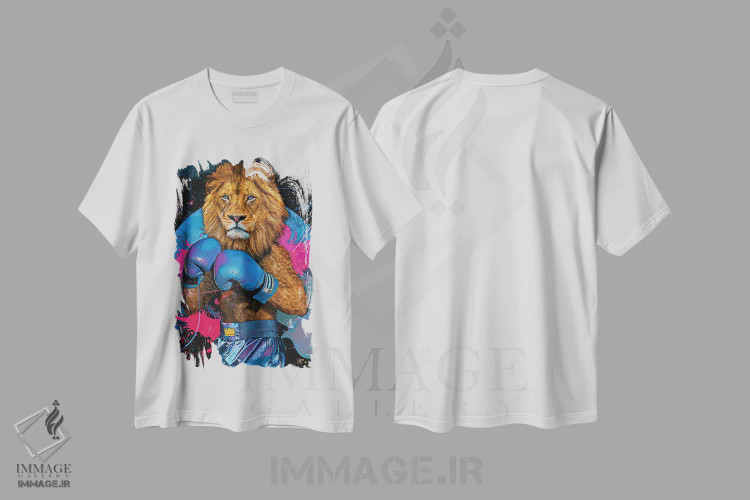 تیشرت سفید طرح دار شیر شاه، هنر دیجیتال اثر جسی جانسون | فروشگاه ایماژ