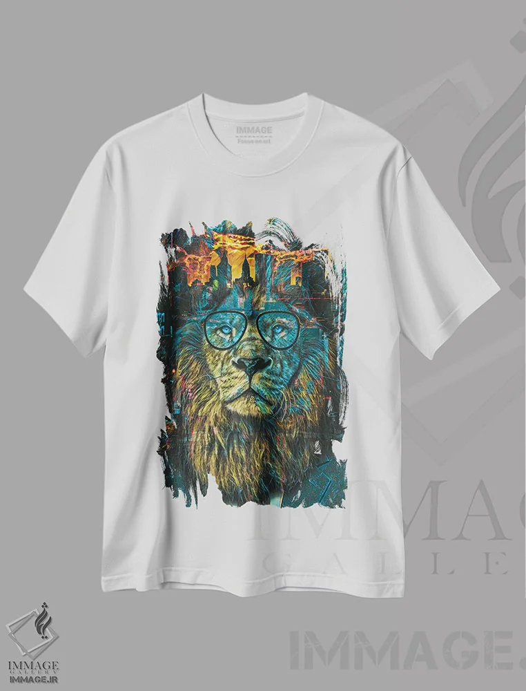 تیشرت سفید طرح دار شیر تجاری نیویورک، هنر دیجیتال اثر جسی جانسون | immage.ir