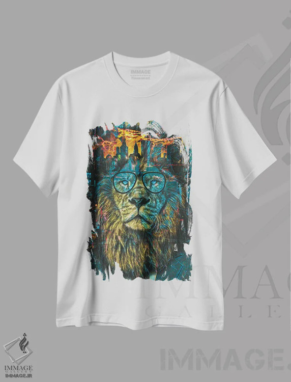 تیشرت سفید طرح دار شیر تجاری نیویورک، هنر دیجیتال اثر جسی جانسون | immage.ir