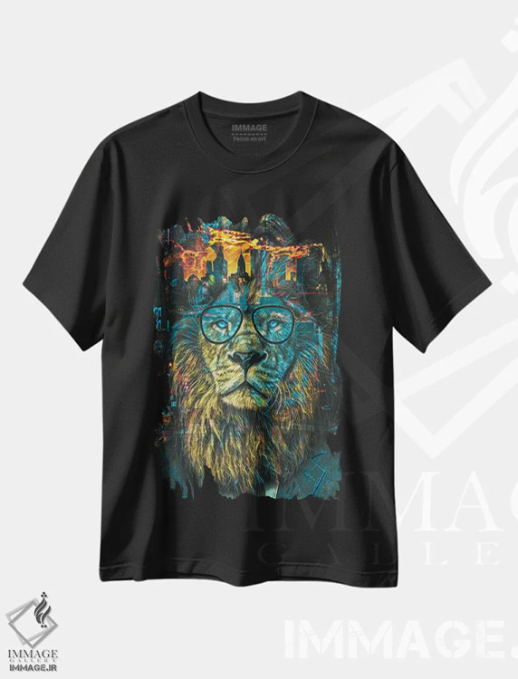 تیشرت مشکی طرح دار شیر تجاری نیویورک، هنر دیجیتال اثر جسی جانسون | فروشگاه ایماژ