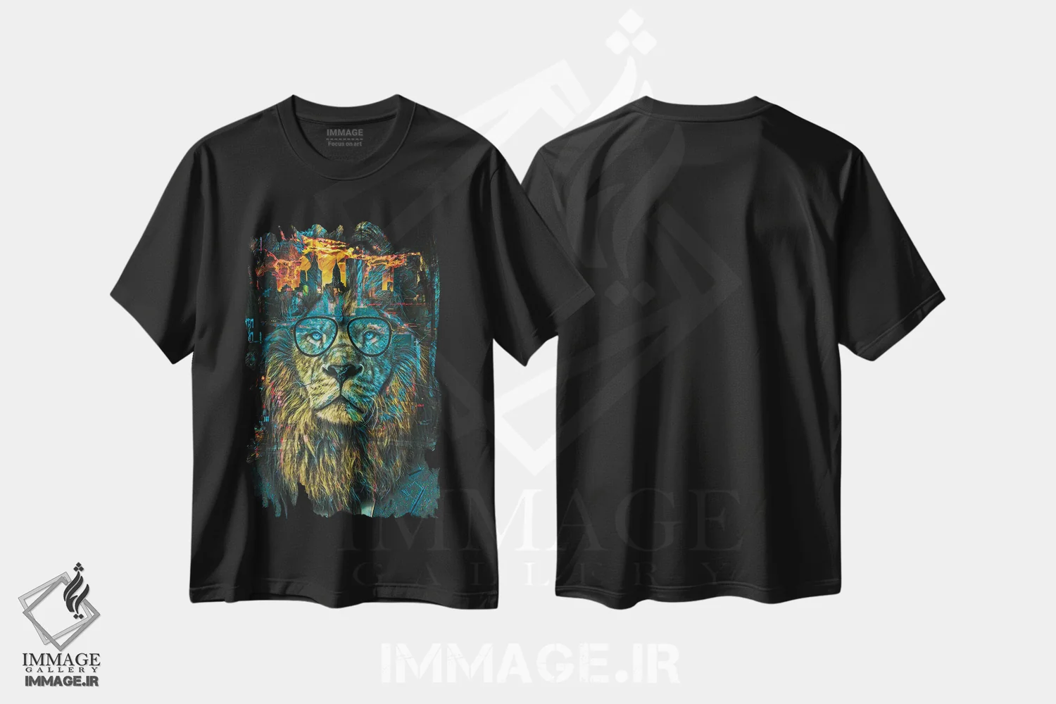 تیشرت مشکی طرح دار شیر تجاری نیویورک، هنر دیجیتال اثر جسی جانسون | فروشگاه ایماژ