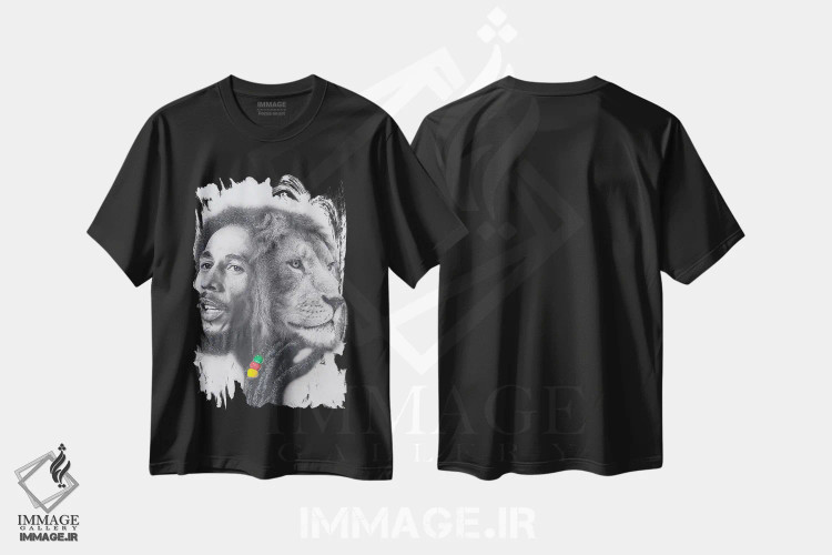 تیشرت مشکی طرح دار شاه مارلی، هنر آمریکایی آفریقایی تبار اثر جوزایا جونز | immage.ir