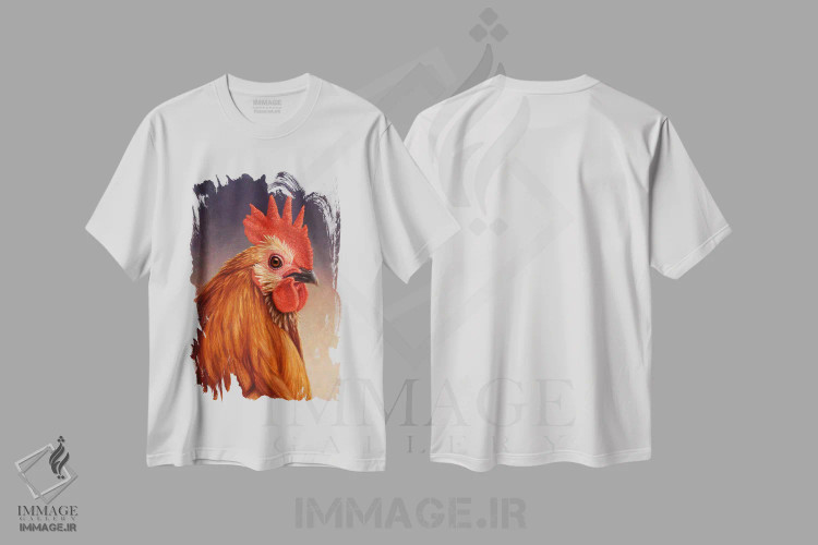 تیشرت سفید طرح دار خروس، مدیوم اثر جیمز دبلیو جانسون | immage.ir