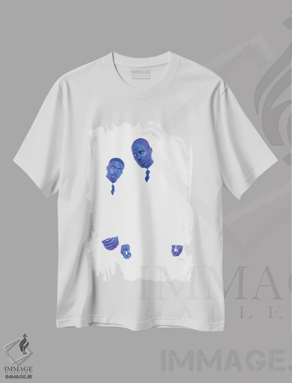 تیشرت سفید طرح دار شکمِ بهترین، هنر آمریکایی آفریقایی تبار اثر جوزایا جونز | immage.ir