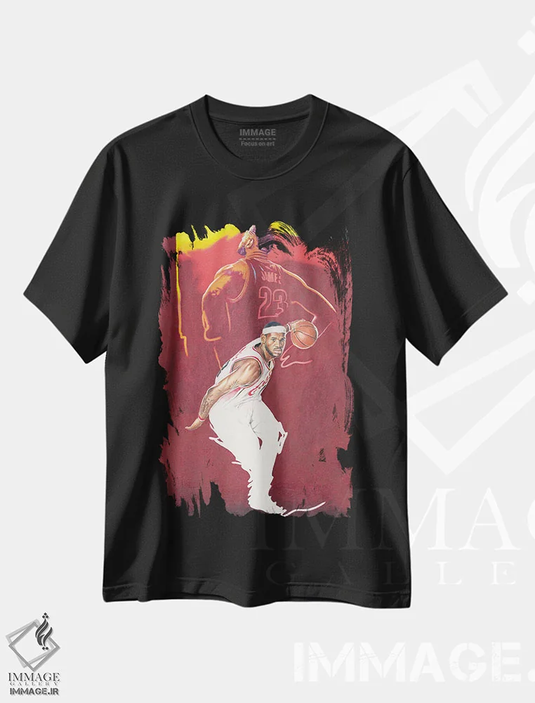 تیشرت مشکی طرح دار سرزمین کلیولند لبرون اثر جوزایا جونز | immage.ir