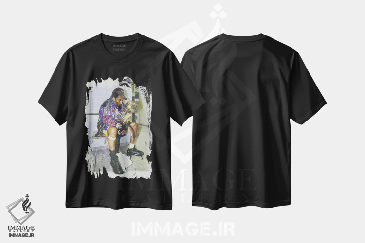 تیشرت مشکی طرح دار ۰۱ و تا ابد، هنر آمریکایی آفریقایی تبار اثر جوزایا جونز | فروشگاه ایماژ