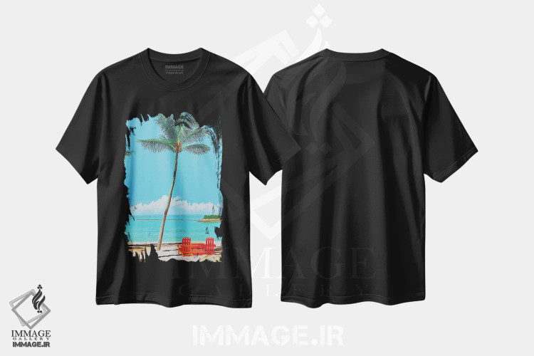 تیشرت مشکی طرح دار در رؤیای نخل ها، دکور ساحلی اثر جان جستر | immage.ir