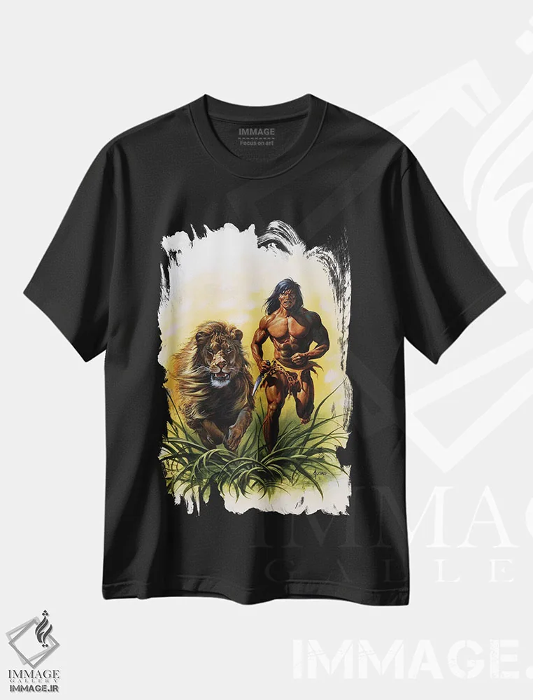 تیشرت مشکی طرح دار تارزان؟ در حال فرار، دست نقاشی و طراحی دستی اثر جو جوسکو | immage.ir
