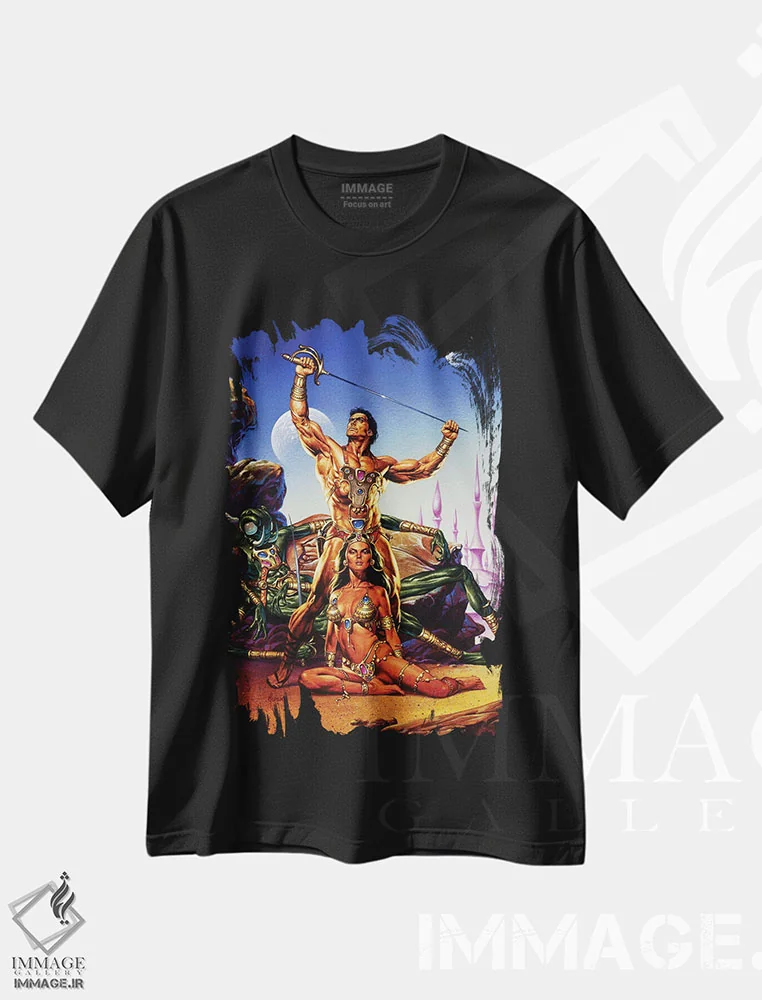 تیشرت مشکی طرح دار جان کارتر از مریخ؟ پیروز، دست نقاشی و طراحی دستی اثر جو جوسکو | immage.ir