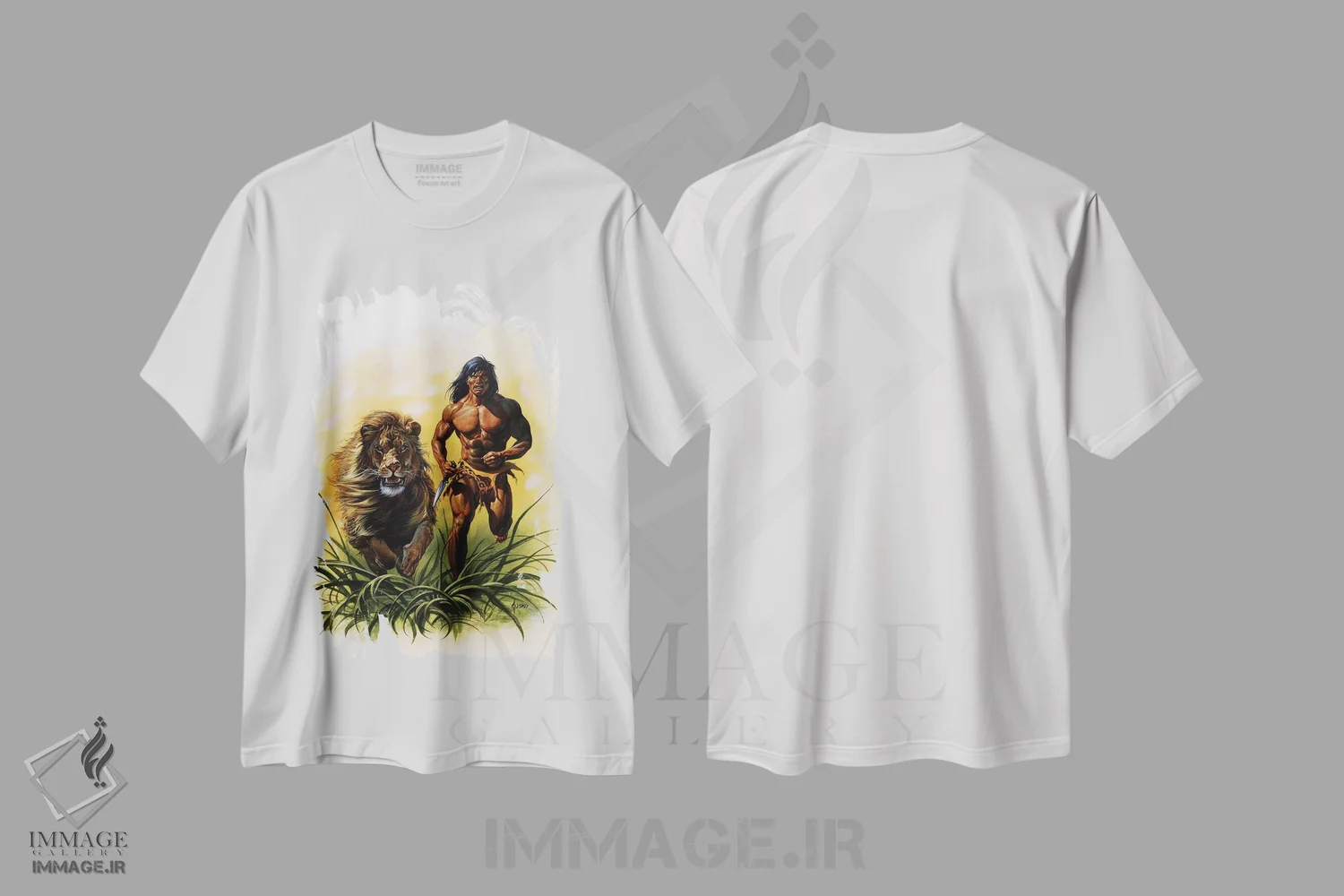 تیشرت سفید طرح دار تارزان؟ در حال فرار، دست نقاشی و طراحی دستی اثر جو جوسکو | فروشگاه ایماژ