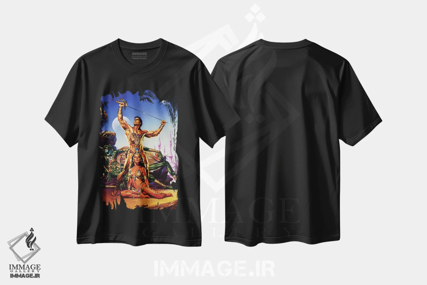 تیشرت مشکی طرح دار جان کارتر از مریخ؟ پیروز، دست نقاشی و طراحی دستی اثر جو جوسکو | immage.ir