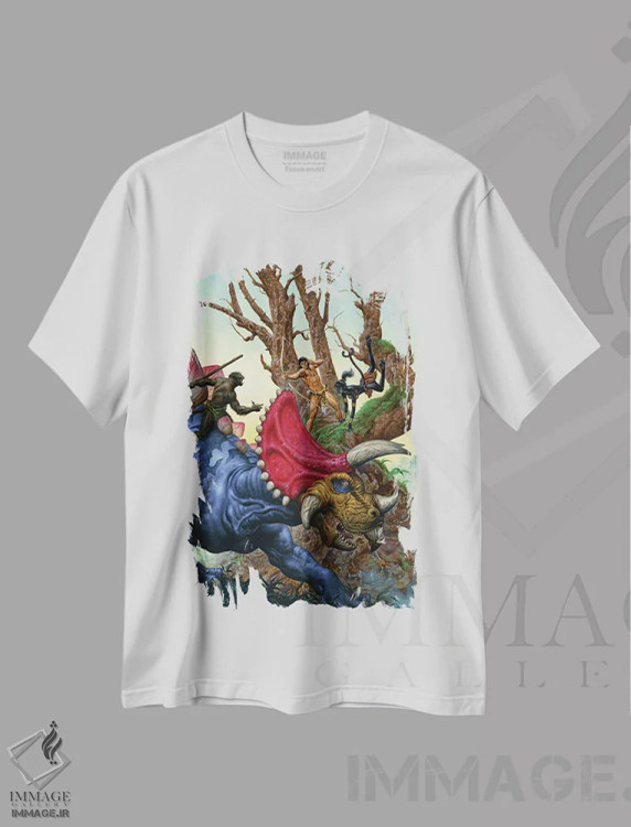تیشرت سفید طرح دار تارزان وحشتناک، هنر دیجیتال اثر جو جوسکو | immage.ir
