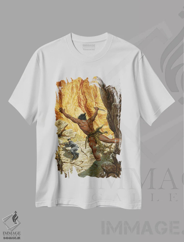 تیشرت سفید طرح دار تارزان وحشتناک، هنر دیجیتال اثر جو جوسکو | فروشگاه ایماژ