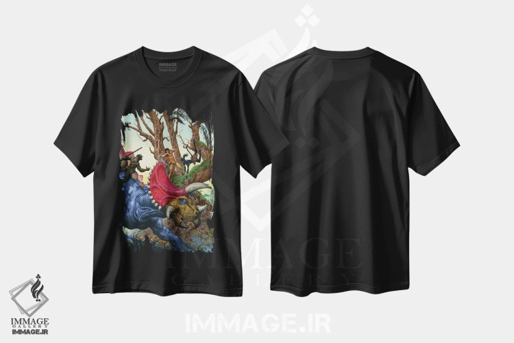 تیشرت مشکی طرح دار تارزان وحشتناک، هنر دیجیتال اثر جو جوسکو | فروشگاه ایماژ