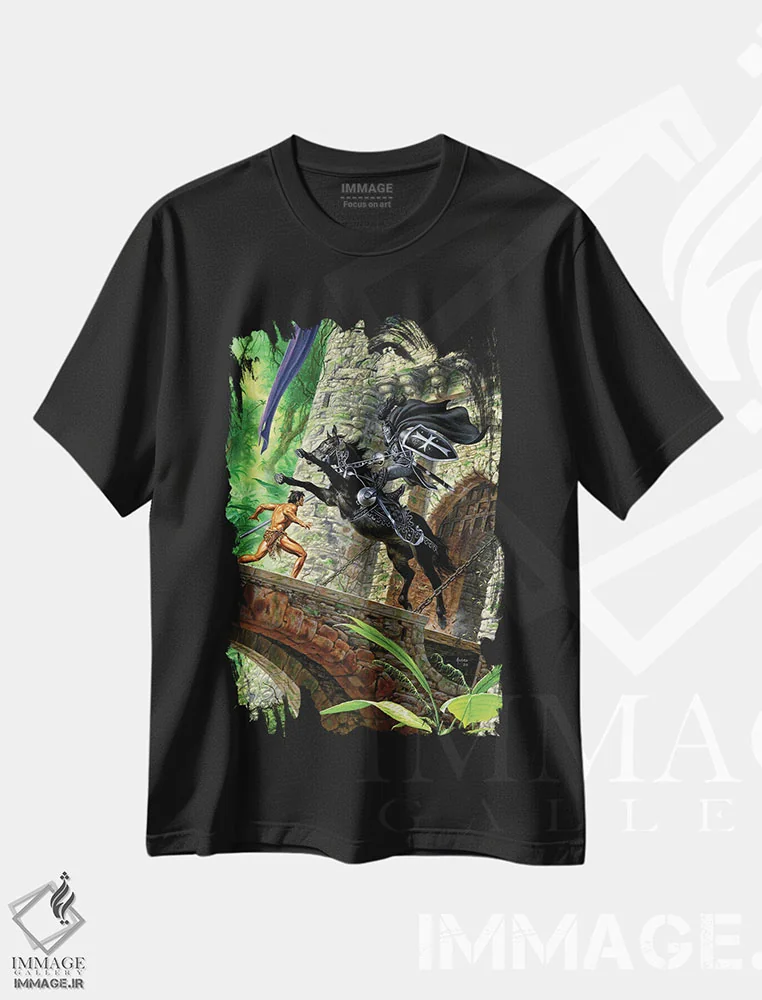 تیشرت مشکی طرح دار Lord of the Jungle?,تارزان، ارباب جنگل، هنر دیجیتال اثر جو جوسکو | فروشگاه ایماژ