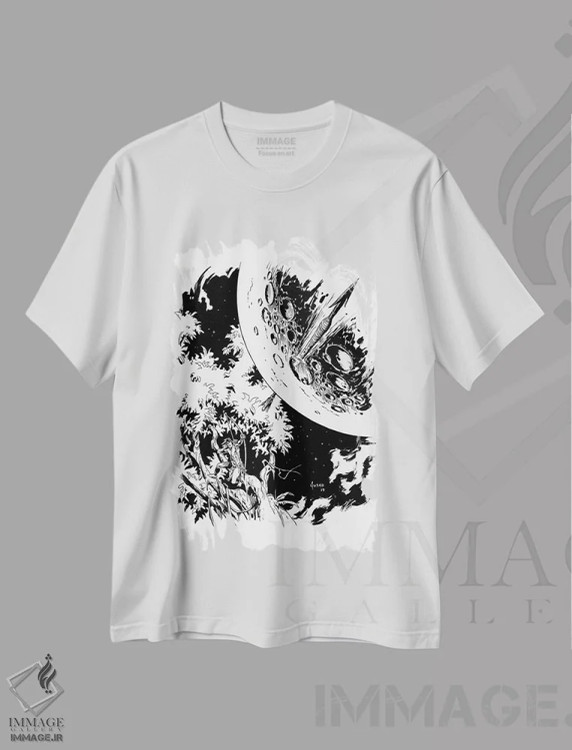 تیشرت سفید طرح دار تصویر روی جلد داستان های جنگلی تارزان، هنر دیجیتال سیاه و سفید اثر جو جوسکو | فروشگاه ایماژ