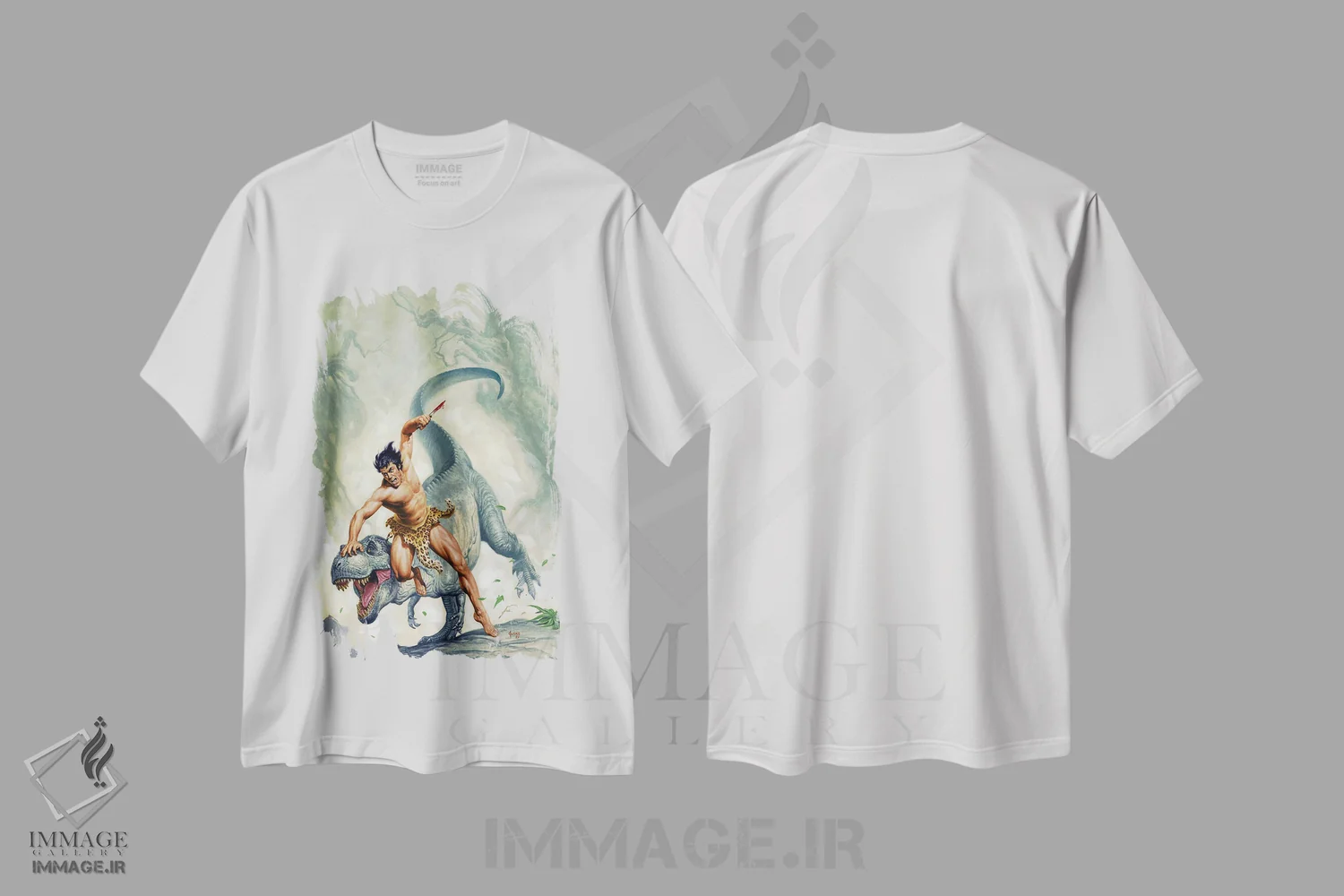 تیشرت سفید طرح دار تارزان و شهر ممنوعه، وینتیج و رترو اثر جو جوسکو | فروشگاه ایماژ