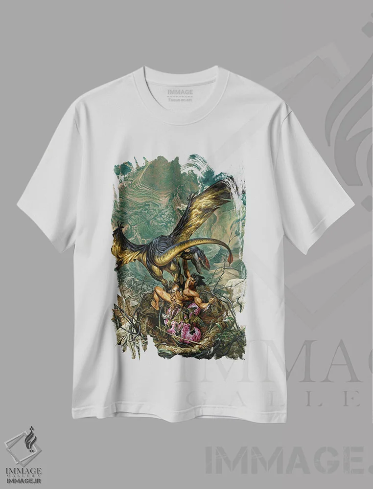 تیشرت سفید طرح دار تارزان در هستهٔ زمین، وینتیج و رترو اثر جو جوسکو | immage.ir