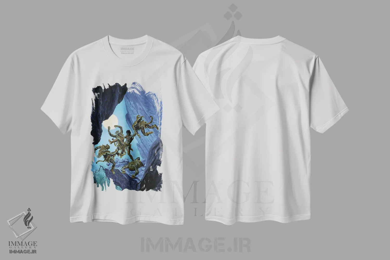 تیشرت سفید طرح دار تارزان و مردان پلنگ پوش، وینتیج و رترو اثر جو جوسکو | immage.ir