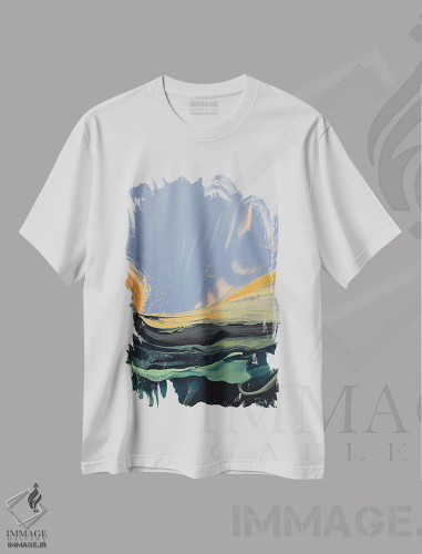تیشرت سفید طرح دار درون نور ۷، آبستره اثر جیکوب جوگاشویلی | فروشگاه ایماژ