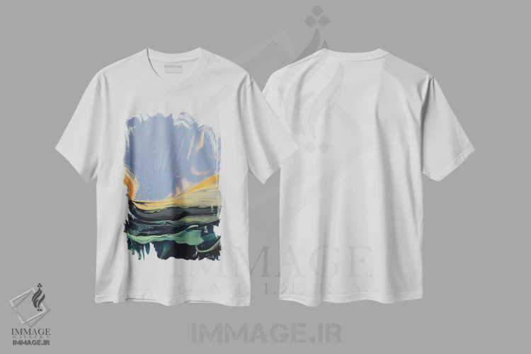 تیشرت سفید طرح دار درون نور ۷، آبستره اثر جیکوب جوگاشویلی | فروشگاه ایماژ